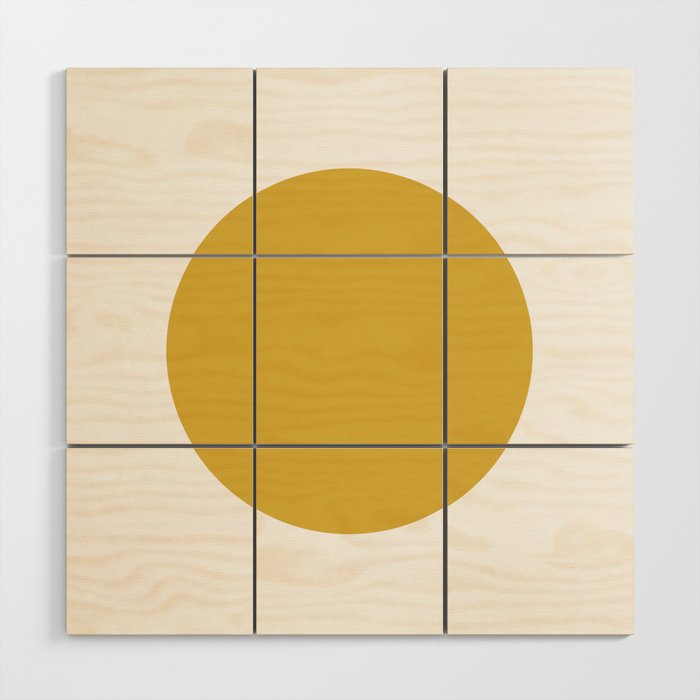 Perfection. Mustard Yellow Sun Dot on White Wood Wall Art Gallery Image 1