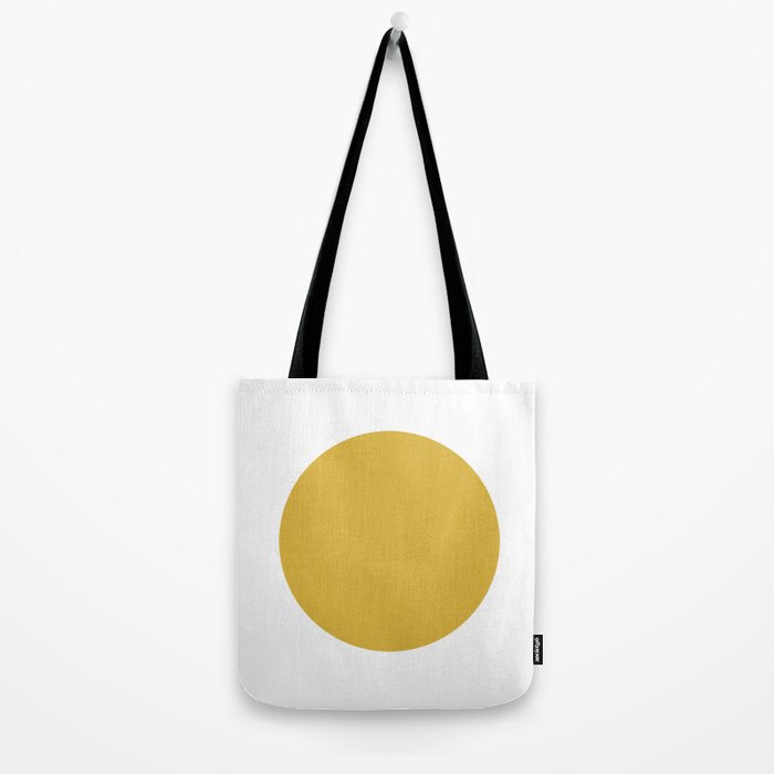Perfection. Mustard Yellow Sun Dot on White Tote Bag Gallery Image 2