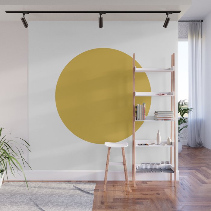 Perfection. Mustard Yellow Sun Dot on White Wall Mural Gallery Image 1