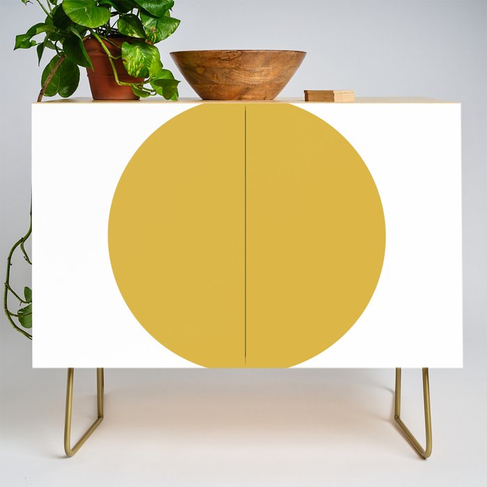 Perfection. Mustard Yellow Sun Dot on White Credenza Gallery Image 1