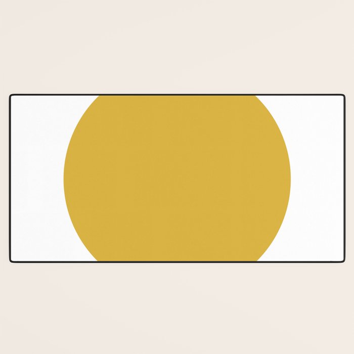 Perfection. Mustard Yellow Sun Dot on White Desk Mat Gallery Image 3