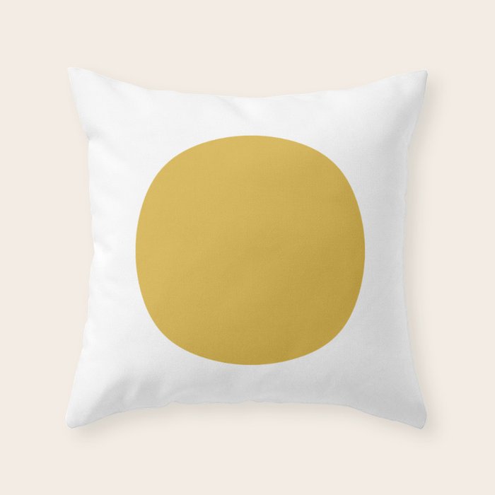 Perfection. Mustard Yellow Sun Dot on White Throw Pillow Gallery Image 6