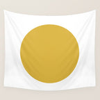 Perfection. Mustard Yellow Sun Dot on White Wall Tapestry Gallery Image 4