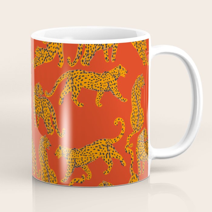 Abstract modern cats with red lips and earnings  Coffee Mug Gallery Image 1