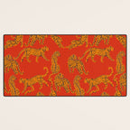 Abstract modern cats with red lips and earnings  Desk Mat Gallery Image 3