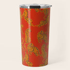 Abstract modern cats with red lips and earnings  Travel Mug Gallery Image 1