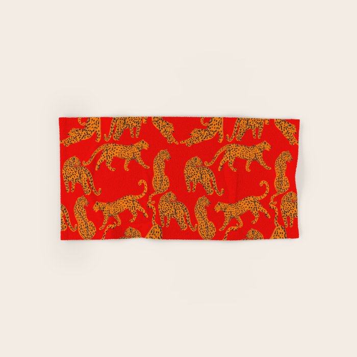 Abstract modern cats with red lips and earnings  Bath Towel Gallery Image 1