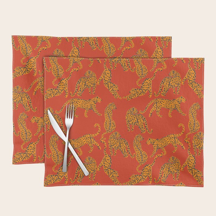 Abstract modern cats with red lips and earnings  Placemat Gallery Image 1