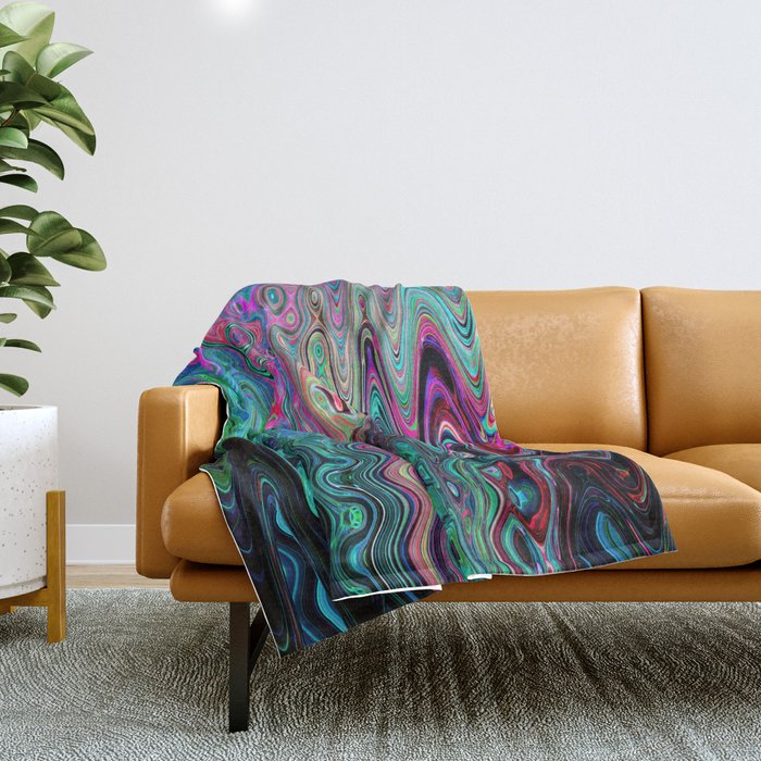 Radiant Resonance Colorful Psychedelic Distorted Paint Throw Blanket Gallery Image 1