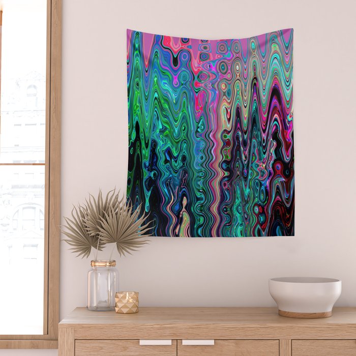 Radiant Resonance Colorful Psychedelic Distorted Paint Wall Tapestry Gallery Image 2