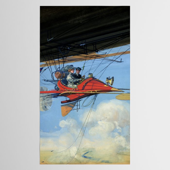 Futuristic Flight Journal Flying Machine Vintage Futurism Antique Illustration Tablecloth Gallery Image 2