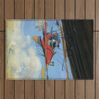 Futuristic Flight Journal Flying Machine Vintage Futurism Antique Illustration Outdoor Rug Gallery Image 1