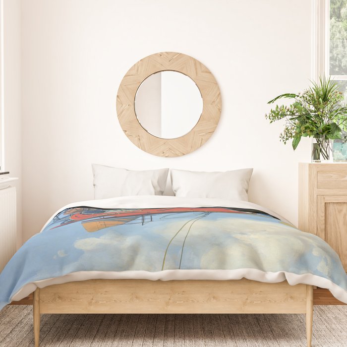 Futuristic Flight Journal Flying Machine Vintage Futurism Antique Illustration Duvet Cover Gallery Image 3