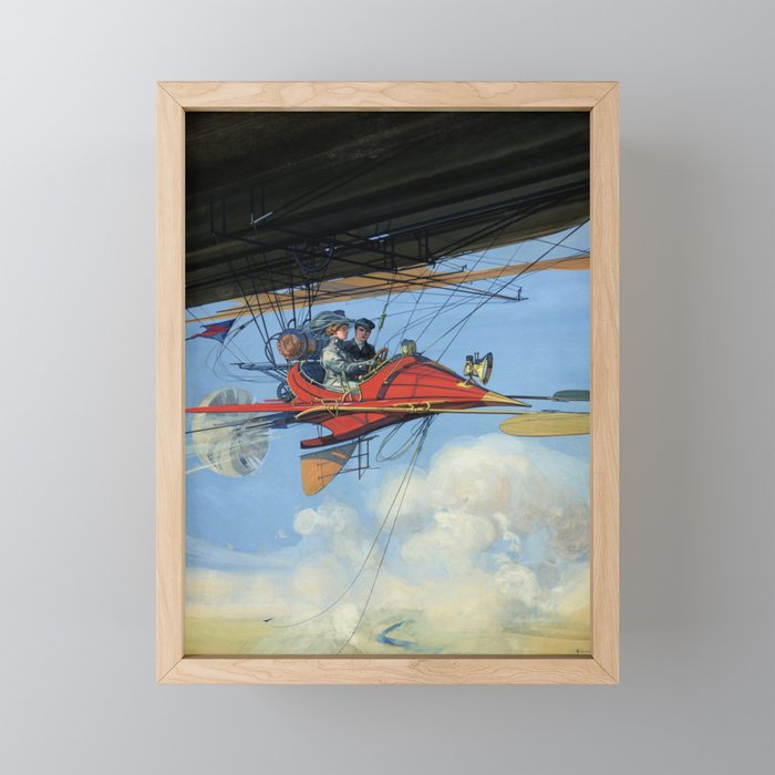 Futuristic Flight Journal Flying Machine Vintage Futurism Antique Illustration Mini Art Print Gallery Image 1