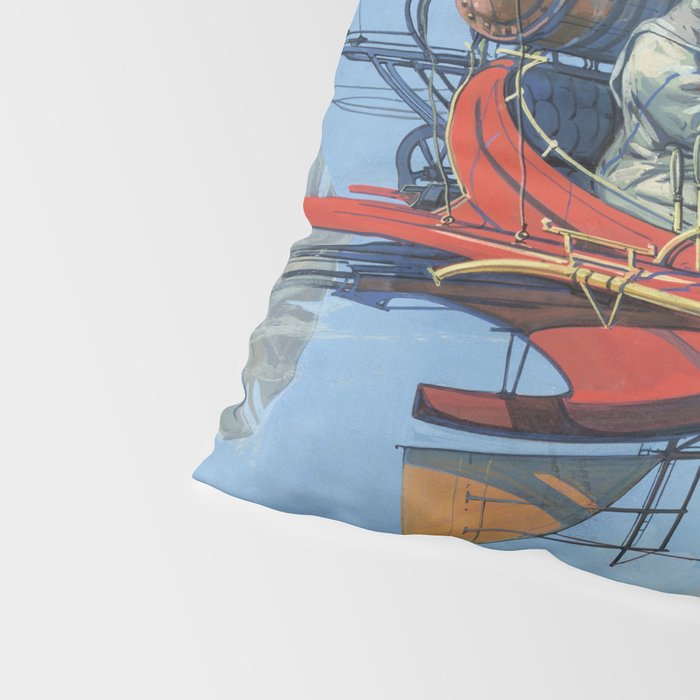 Futuristic Flight Journal Flying Machine Vintage Futurism Antique Illustration Pillow Sham Gallery Image 4