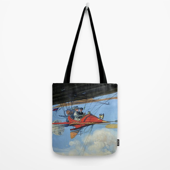 Futuristic Flight Journal Flying Machine Vintage Futurism Antique Illustration Tote Bag Gallery Image 2