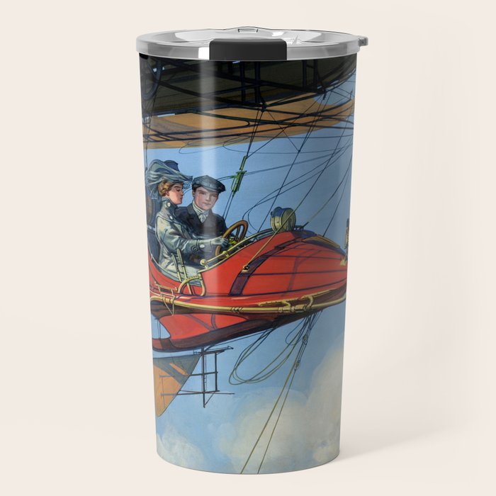 Futuristic Flight Journal Flying Machine Vintage Futurism Antique Illustration Travel Mug Gallery Image 1
