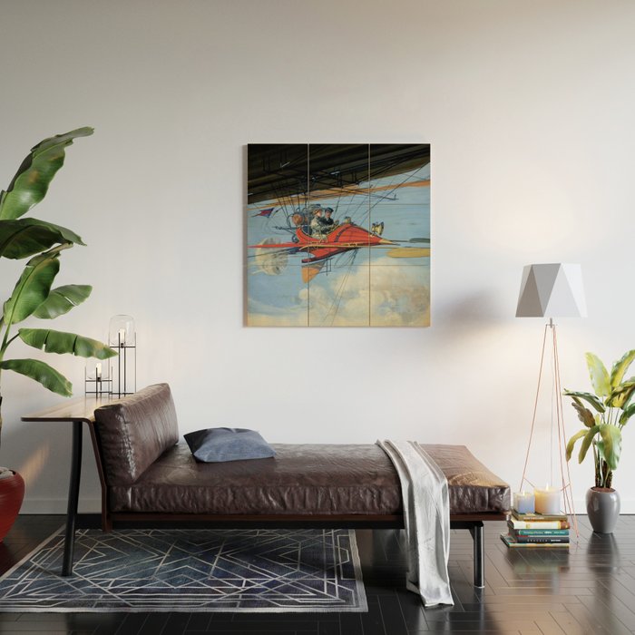 Futuristic Flight Journal Flying Machine Vintage Futurism Antique Illustration Wood Wall Art Gallery Image 2
