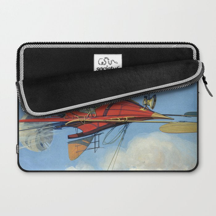 Futuristic Flight Journal Flying Machine Vintage Futurism Antique Illustration Laptop Sleeve Gallery Image 2