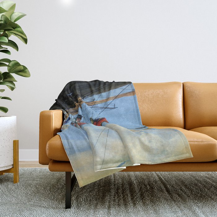 Futuristic Flight Journal Flying Machine Vintage Futurism Antique Illustration Throw Blanket Gallery Image 1