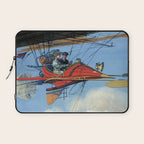 Futuristic Flight Journal Flying Machine Vintage Futurism Antique Illustration Laptop Sleeve Gallery Image 1