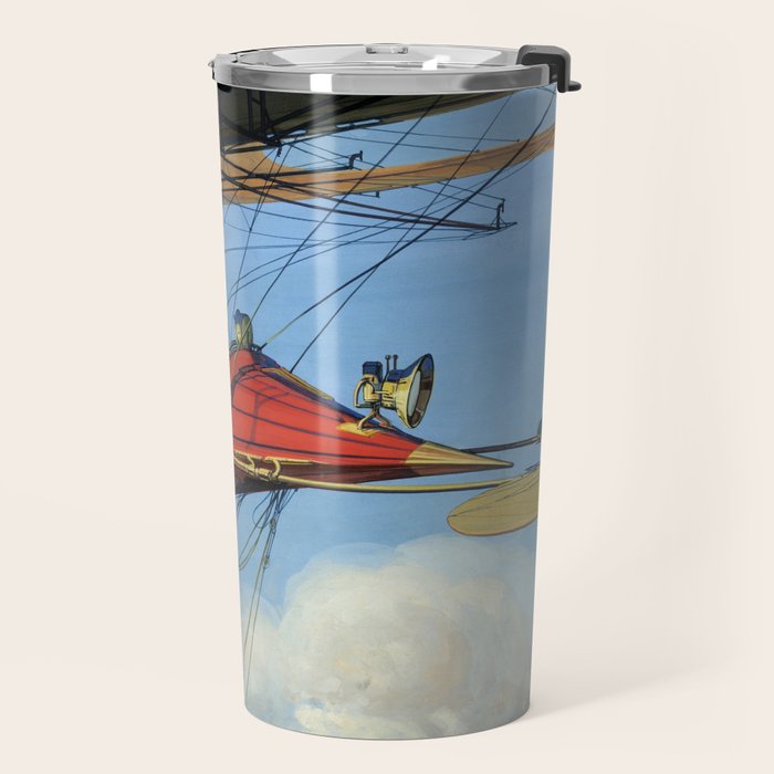 Futuristic Flight Journal Flying Machine Vintage Futurism Antique Illustration Travel Mug Gallery Image 2