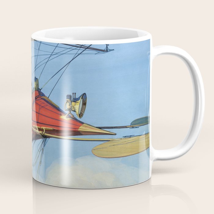 Futuristic Flight Journal Flying Machine Vintage Futurism Antique Illustration Coffee Mug Gallery Image 1