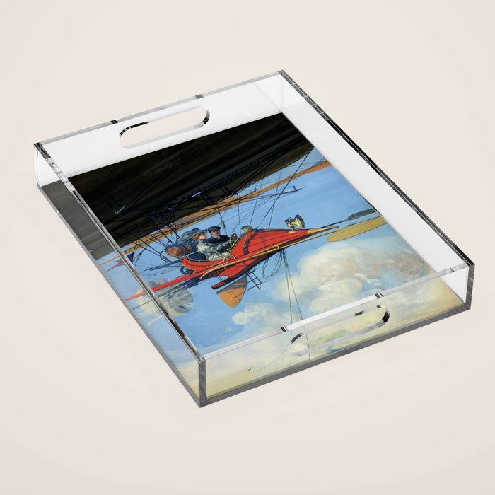 Futuristic Flight Journal Flying Machine Vintage Futurism Antique Illustration Acrylic Tray Gallery Image 1