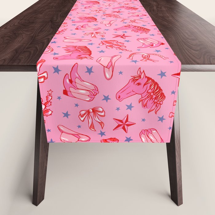 Cowgirl Christmas - pink and red Table Runner Gallery Image 1