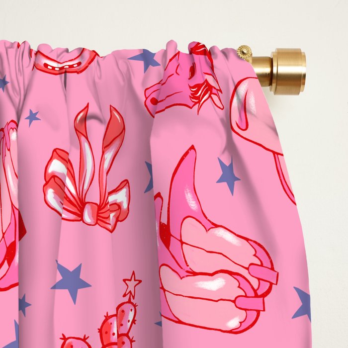 Cowgirl Christmas - pink and red Window Curtain Gallery Image 2