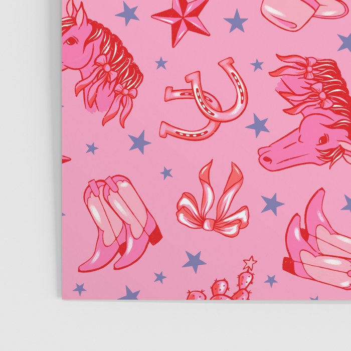 Cowgirl Christmas - pink and red Poster Gallery Image 3