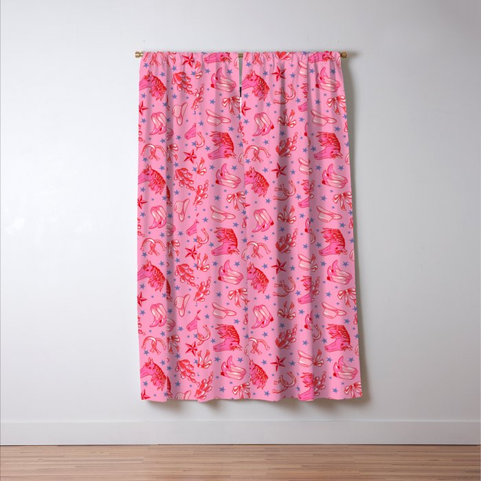 Cowgirl Christmas - pink and red Window Curtain Gallery Image 3