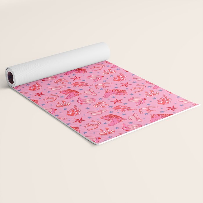 Cowgirl Christmas - pink and red Yoga Mat Gallery Image 2