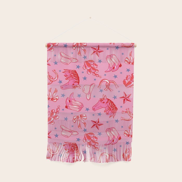 Cowgirl Christmas - pink and red Wall Hanging Gallery Image 1