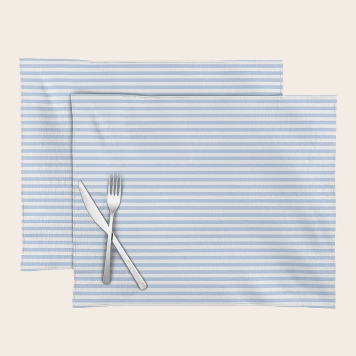 Light Pastel Blue and White Stripes - Classic Striped Pattern Placemat Gallery Image 1