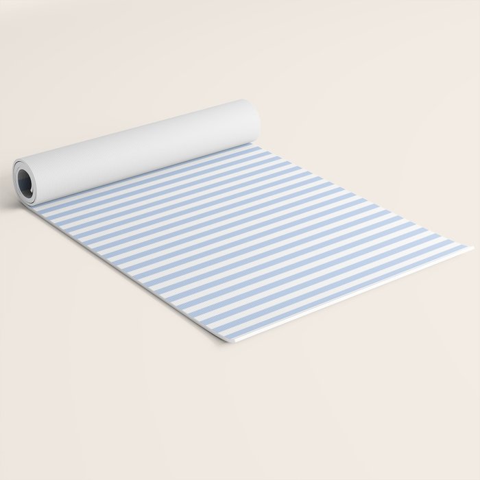 Light Pastel Blue and White Stripes - Classic Striped Pattern Yoga Mat Gallery Image 2