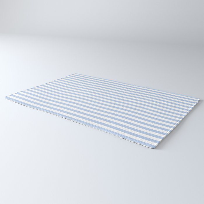 Light Pastel Blue and White Stripes - Classic Striped Pattern Rug Gallery Image 3