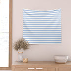Light Pastel Blue and White Stripes - Classic Striped Pattern Wall Tapestry Gallery Image 2