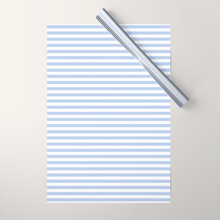 Light Pastel Blue and White Stripes - Classic Striped Pattern Wrapping Paper Gallery Image 1