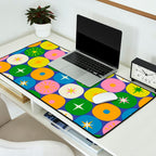 Mid Century Modern Atomic Future Colorful Modtastic Dots and Stars Pattern Desk Mat Gallery Image 2