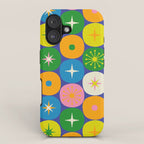 Mid Century Modern Atomic Future Colorful Modtastic Dots and Stars Pattern iPhone Case Gallery Image 1