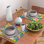 Mid Century Modern Atomic Future Colorful Modtastic Dots and Stars Pattern Placemat Gallery Image 2