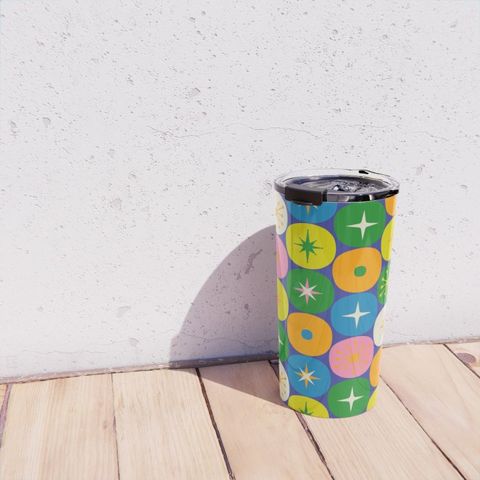 Mid Century Modern Atomic Future Colorful Modtastic Dots and Stars Pattern Travel Mug Gallery Image 4