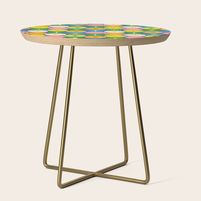 Mid Century Modern Atomic Future Colorful Modtastic Dots and Stars Pattern Side Table Gallery Image 1