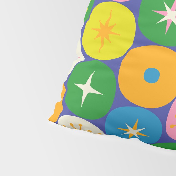 Mid Century Modern Atomic Future Colorful Modtastic Dots and Stars Pattern Pillow Sham Gallery Image 4