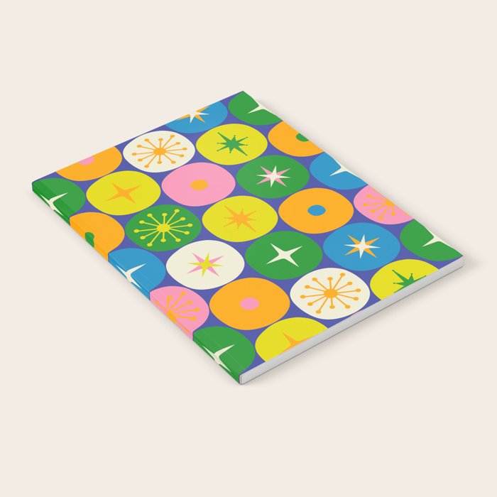 Mid Century Modern Atomic Future Colorful Modtastic Dots and Stars Pattern Notebook Gallery Image 2