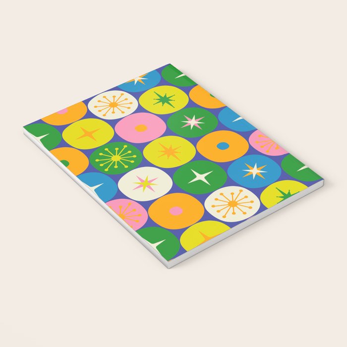 Mid Century Modern Atomic Future Colorful Modtastic Dots and Stars Pattern Notebook Gallery Image 3