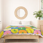 Mid Century Modern Atomic Future Colorful Modtastic Dots and Stars Pattern Duvet Cover Gallery Image 3