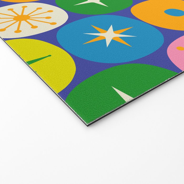 Mid Century Modern Atomic Future Colorful Modtastic Dots and Stars Pattern Welcome Mat Gallery Image 2