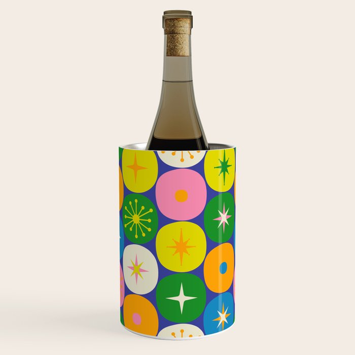 Mid Century Modern Atomic Future Colorful Modtastic Dots and Stars Pattern Wine Chiller Gallery Image 2